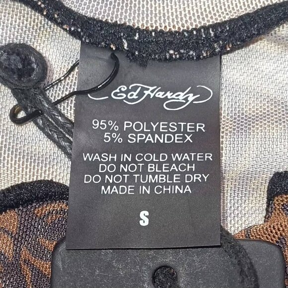 Ed Hardy Crop Top & Ruched Drawstring Co-ord Set Size Small Tiger Print NWT - Picture 6 of 13